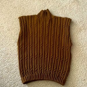 Zara brown sleeveless sweater turtleneck